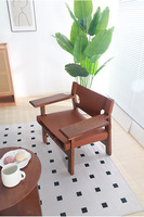 Fauteuil lounge surdimensionné en bois Baisheng, capitonné en cuir véritable, ergonomique, écologique, style nordique moderne, pour hôtel et salon