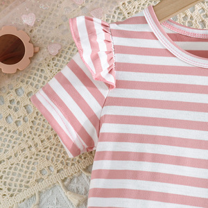 ชุดเดรสเด็กผู้หญิงลำลองน่ารักพิมพ์ลายกระต่ายน่ารักคอกลมแขนสั้นจับจีบพร้อมโบว์สำหรับเด็กอายุ 3-7 ปีฤดูร้อนทรงเอ-ไลน์ - Product Image 4