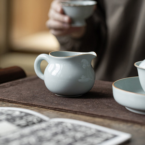 Guanlan Sky Blue Handmade Ru Kiln Fair Cup Ceramic <b>Tea</b> Dispenser Kung Fu <b>Tea</b> <b>Set</b> Round Shape Without Lid Dehua County Porcelain - Product Image 3