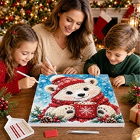 Ornements de Noël, cadeaux DIY, artisanat, usine OEM ODM, kit de dessin pour adultes et enfants, décoration de Noël, ours mignon, peinture murale 5D en perles