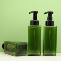 Duannypack Bouteille carrée verte de 250 ml et 450 ml avec pompe pulvérisatrice et sérigraphie pour savon liquide et nettoyant visage