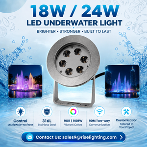 Support de produit personnalisé, acier inoxydable 316L, étanche IP68, éclairage <span class=keywords><strong>LED</strong></span> subaquatique pour <span class=keywords><strong>fontaine</strong></span>, contrôle DMX RGB extérieur - Product Image 1