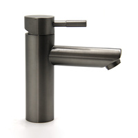 Robinet de lavabo à eau chaude et froide à montage sur pont gris mat brossé Robinet mitigeur de salle de bain en acier 304