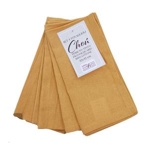 CHOU LINE - 4 NAPPELONS EN COTON 42X42 OCHRE - Product Image 1