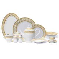 Service de table 4 pièces en porcelaine blanche de haute qualité, motif à pois, avec détails dorés, en grès émaillé coloré, non toxique et compatible lave-vaisselle