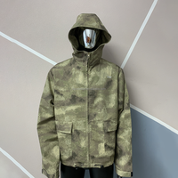 Veste de chasse à capuche en ripstop camouflage personnalisée Squirorkop pour hommes, veste d'extérieur légère coupe-vent à fermeture éclair avec doublure