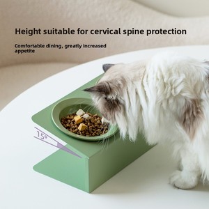 Double gamelle en céramique pour chat et <span class=keywords><strong>chien</strong></span>, protection de la colonne cervicale, écologique, design surélevé et incliné, gamelles et mangeoires pour animaux de compagnie - Product Image 5