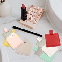 Espejo de Bolsillo Compacto Portátil con Logotipo Personalizado, Mini Espejo de Maquillaje de Mano para Viaje con Estuche de Cuero PU para Mujer