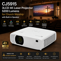 Projecteur laser 4K 3LCD CJ5915 pour la liturgie religieuse, 5200 lumens avec déplacement de l'objectif
