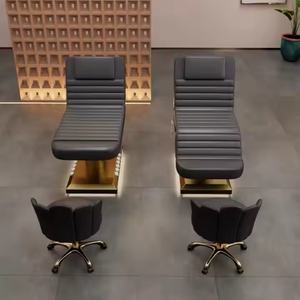 Lit de massage électrique pour salon de beauté, réglable en hauteur, en acier inoxydable doré, avec revêtement en PU, table de massage pour les installations de loisirs - Product Image 5