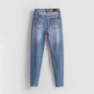 Jeans Skinny a Vita Alta Blu Chiaro da <span class=keywords><strong>Donna</strong></span>, Pantaloni Elasticizzati Stile Casual Estivo, Pantaloni a Sigaretta Marca Devergo - Product Image 2