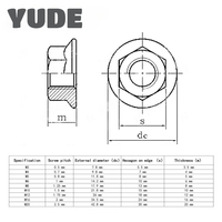 Écrous à bride hexagonale personnalisés YUDE M3-M12 en acier inoxydable 304, à denture dentelée, verrouillage automatique, DIN6923