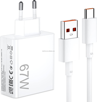 Chargeur Super Rapide Original 67W Prise EU avec Câble USB Type C 6A pour Xiaomi 67W Turbo Charger
