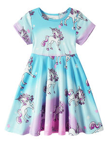Vestito da <span class=keywords><strong>bambina</strong></span> a maniche corte con fiori, abbigliamento estivo per bambini, vestito da principessa per bambini, costume da <span class=keywords><strong>unicorno</strong></span> per ragazze di Halloween - Product Image 6