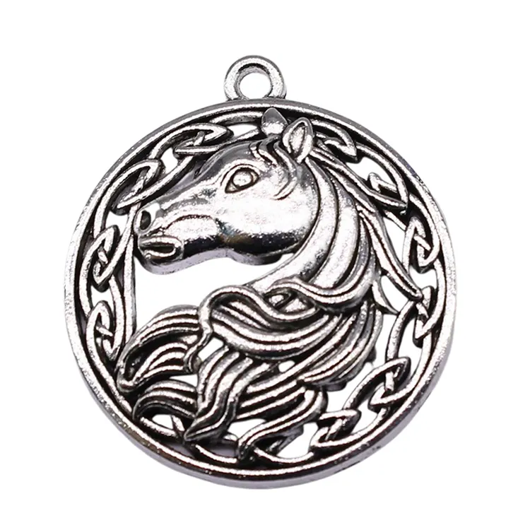 Custom Charms Horse Antique Silver Color Horse Head Charms Pendant Jewelry Big Horse Charms For Jewelry Making