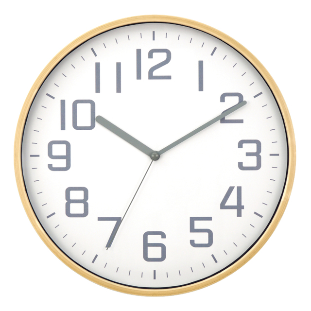 Japandi Light Grey Wood Grain Plastic 12 Inch Quartz Hanging Silent Analog Wall Clock Easy to Read Battery Powered