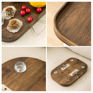 <b>Foldable</b> Sofa Tray Rectangular Round Stone <b>Plastic</b> Plate Tray For Home Use Living Room Coffee <b>Table</b> - Product Image 3
