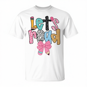 Camiseta Lets Read Reading Teacher Back To School Literacy Pencil Bow - Product Image 2