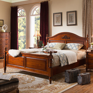 Meubles de chambre à coucher de style américain de luxe Lits Queen Size en bois massif de chêne, frêne, caoutchouc, acajou, noyer noir - Product Image 5