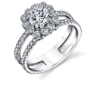10K अंगूठी गार्ड बढ़ाने 1 कैरेट तकिया Moissanite केंद्र हीरे की शादी बैंड बढ़ाने के साथ सगाई की अंगूठी वेडिंग सेट