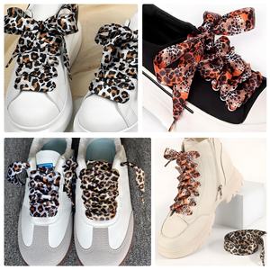 Cordones de satén de 2 cm de ancho para zapatos planos, lisos, sedosos, con estampado de leopardo, de poliéster, para zapatos casuales de mujer - Product Image 5