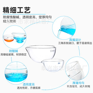 Glass Evaporating Dishes 60mm 90mm 120mm Flat Bottom Borosilicate Glass Lab With Spouts - Product Image 1