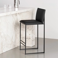 Chaise de bar moderne italienne avec dossier minimal Tabouret haut pour la maison, les îles, la cuisine et l'extérieur Cadre en métal pour restaurants