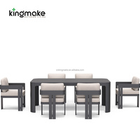 Tables et chaises durables en aluminium pour l'extérieur, 6 places, mobilier de jardin moderne pour terrasse, ensemble de salle à manger d'extérieur