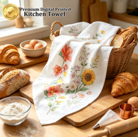 Handuk Dapur Sublimasi Motif Lemon Cerah Bahan Polyester Waffle Harga Pabrik Murah, Serbet Putih Microfiber untuk Dapur