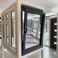 Ventana Abatible Moderna Minimalista de Aleación de Aluminio, Insonorizada, con Rotura de Puente Térmico, Apertura Interior, Certificación Energy Star, de Fábrica