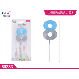 เทียนวันเกิดขนาดใหญ่ 7 นิ้ว สีฟ้า หมายเลข 8 ลายกลิตเตอร์สีเงิน รุ่น 60283 สำหรับตกแต่งงานปาร์ตี้ วันเกิด วันอีสเตอร์ วันปีใหม่ - Product Image 1