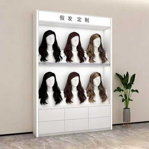 ตู้โชว์เครื่องสำอางแบบยุโรปสำหรับร้านเสริมสวย ตู้เก็บผลิตภัณฑ์บำรุงผิว ชั้นวางหัวหุ่นวิกผม - Product Image 6