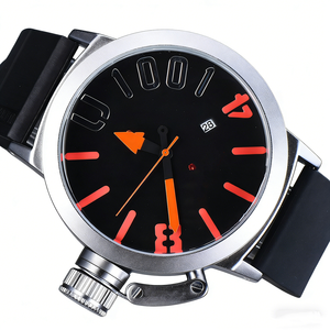 High Visibility Vibrant Accented Large Faced <b>Black</b> Dial Yellow Contrast Markers Hands Silver Tone <b>Watch</b> GZ RTS Bulk Mixed Order - Product Image 3