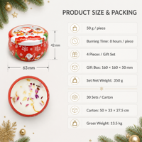 Bougie parfumée de Noël en boîte métallique, ensemble cadeau de Noël en gros, bougie décorative pour la maison, parfum d'ambiance, décoration de Noël