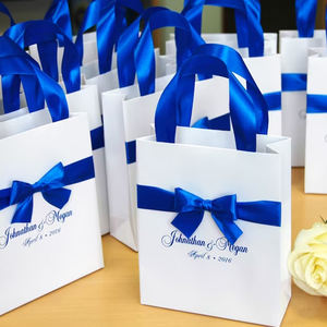 Bolsas de regalo para invitados, logo personalizado impreso, sacchetti di carta thank you, destino, boda - Product Image 1