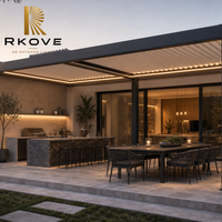 Kit de pergola en aluminium de luxe RKove RK-S2 4x6m, structure moderne thermolaquée, panneaux coulissants, interface prête pour chauffage, résistant aux intempéries