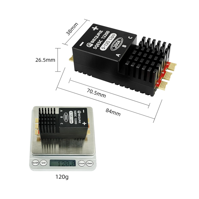 SEQURE 5S-12S 200A Brushless Electric Speed Controller ESC Forward Reverse Brake Long-range FPV Quadcopter Drones Accessories