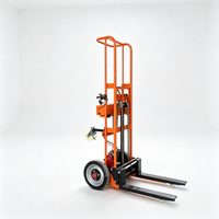 Chariot à main entièrement électrique de 400 kg, transpalette électrique de 1,5 m, batterie au lithium, chariot élévateur et de manutention électrique portable avec roues auxiliaires