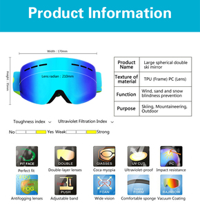 <span class=keywords><strong>Gafas</strong></span> de esquí OTG con logotipo OEM personalizado, antivaho, de lujo, con lentes magnéticas para exteriores, fotocromáticas, par - Product Image 5