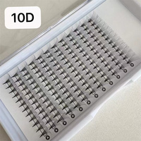 Extensions de cils professionnelles faites à la main, effet éventail, base fine, qualité supérieure 10D 0.05, faux vison noir mat foncé, logo personnalisé