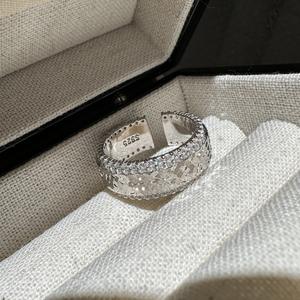 Bague en argent pur S925, fabrication CNC, style européen et américain, design simple et élégant, incrustation scintillante, design à bouche ouverte - Product Image 5