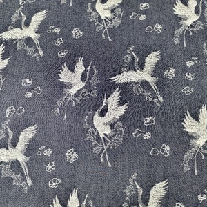 Tessuto Jacquard in Vendita con Motivo Gru a Corona Rossa in Stile Cinese, Denim Retro Lavato Senza Elasticità per Abbigliamento Femminile - Product Image 2