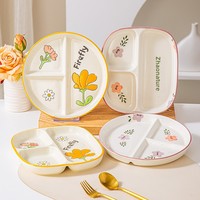 Assiette de contrôle des portions en céramique écologique à compartiments pour enfants et adultes - Compatible micro-ondes et lave-vaisselle