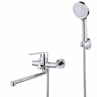 Robinet de Douche Mural Moderne en Acier Inoxydable à 2 Fonctions, Chaud et Froid, avec Douchette Pliante pour Bain et Douche