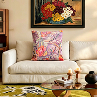 Housse de coussin à imprimé floral abstrait, housse de coussin en polyester doux pour le salon