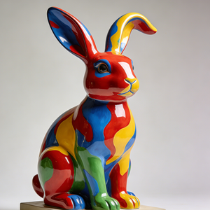 Vendita Diretta dalla Fabbrica di Popolari Sculture di Coniglio in Fibra di Vetro in Stile Artistico per Decorazioni. - Product Image 3