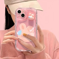 Coque personnalisable anti-choc motif lapin de dessin animé ondulé crème, très populaire, pour iPhone 18 17 Pro Max, en TPU+PC, mignonne pour filles, protection intégrale