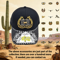 Gorra de béisbol unisex de 6 paneles con logo 3D de metal estilo occidental, de moda, con encaje, mezclilla, lona, jersey y malla, para actividades al aire libre y pesca.