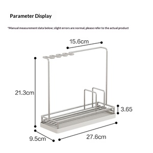 Étagère <span class=keywords><strong>de</strong></span> rangement multifonctionnelle pour outils <span class=keywords><strong>de</strong></span> nettoyage <span class=keywords><strong>de</strong></span> cuisine, organiseur d'évier <span class=keywords><strong>de</strong></span> cuisine en acier inoxydable avec plateau d'égouttage amovible - Product Image 6