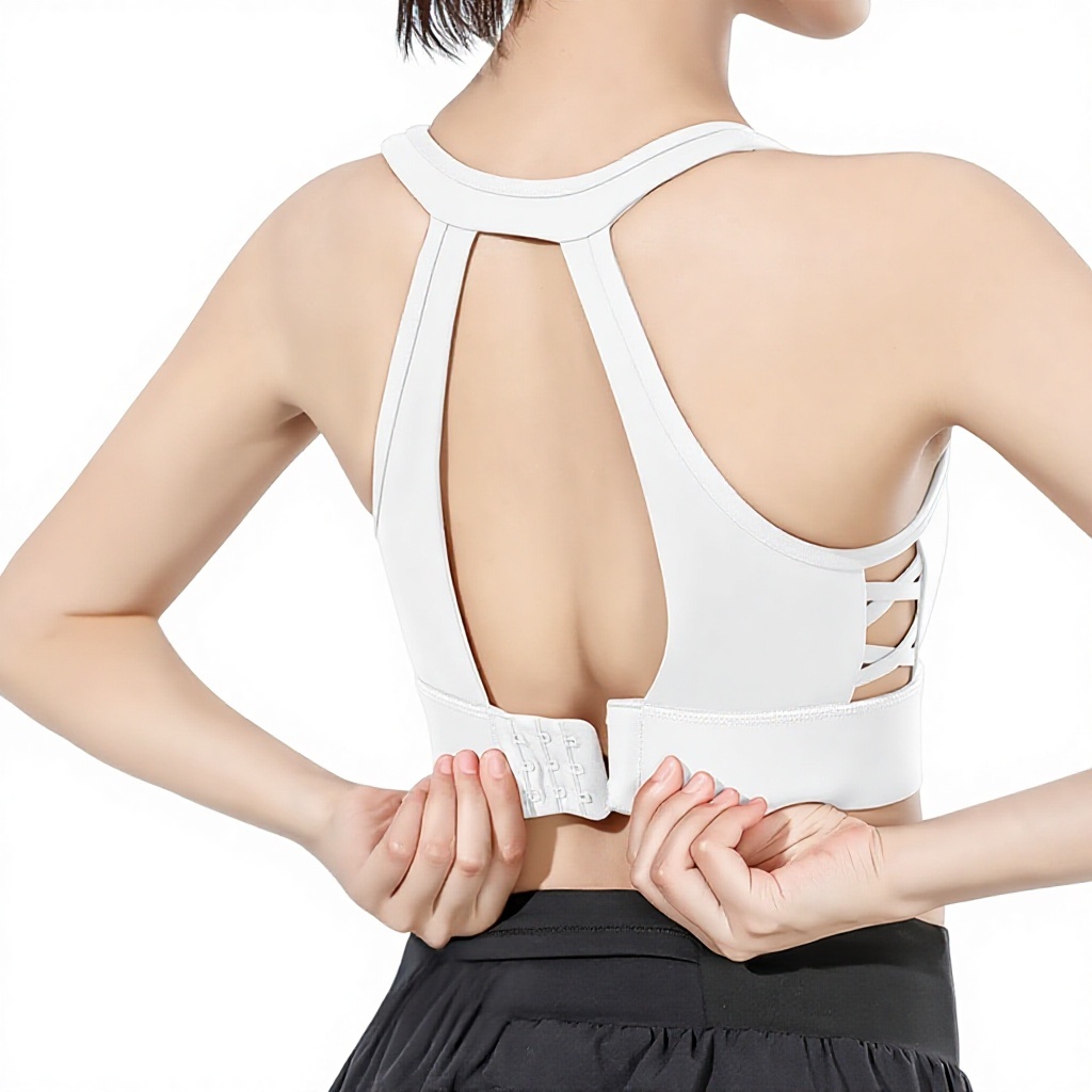 Sports Bra High-Strength Fixed Cups Shock-Absorbing Plus-Size Push-Up Seamless Racerback Nylon High Support Fitness Yoga